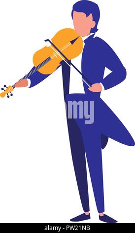 Musicien jouant du violon sur fond blanc, vector illustration Illustration de Vecteur