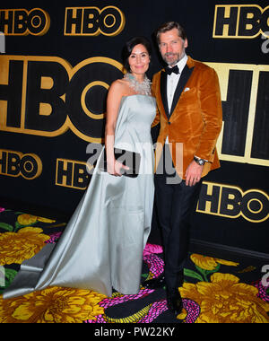 Nikolaj Coster-Waldau, Nukaaka Coster-Waldau - femme 158 arrive sur HBO's Post Emmy Awards Réception à l'esplanade du Pacific Design Center le 17 septembre 2018 à Los Angeles, Californie Banque D'Images