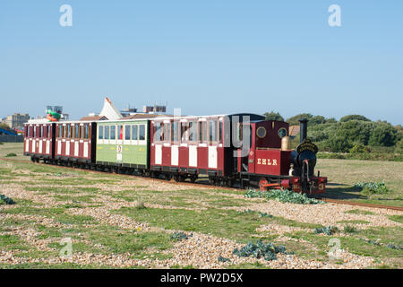 Hayling Island railway station de train à voie étroite, une attraction touristique dans le Hampshire, au Royaume-Uni Banque D'Images