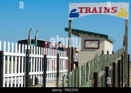 Hayling Island railway station de train à voie étroite, une attraction touristique dans le Hampshire, au Royaume-Uni Banque D'Images