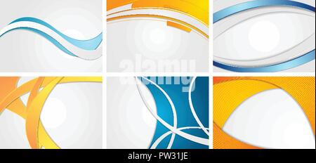 Ensemble d'abstract backgrounds ondulées bleu et orange. Vecteur conception d'entreprise Illustration de Vecteur