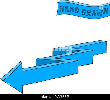 Panneau de flèche. Croquis dessinés à la main, bleu. L'icône de gauche Illustration de Vecteur