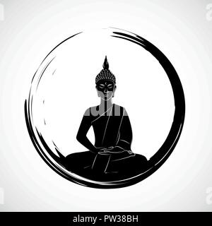 Cercle avec la méditation zen bouddha silhouette vector illustration EPS10 Illustration de Vecteur