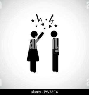 Homme triste et femme en colère arguant pictogramme icône vector illustration Illustration de Vecteur