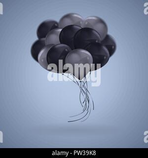 3D réaliste des ballons de couleur sombre Clipart Vector Illustration Illustration de Vecteur