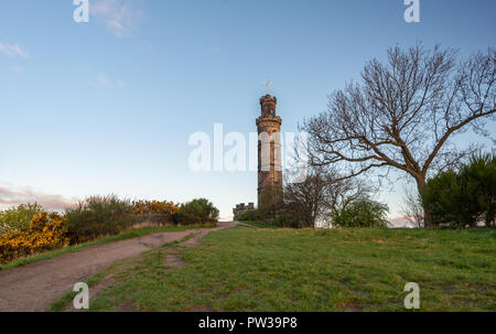 Le monument Nelson, Edimbourg Calton Hill, Édimbourg, Écosse, Royaume-Uni Banque D'Images