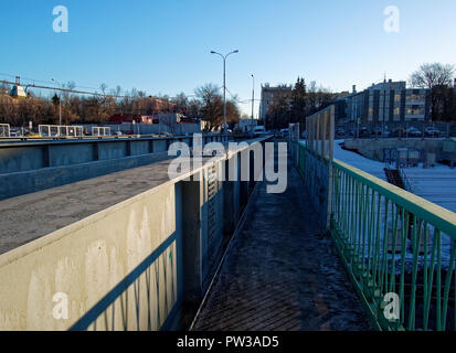 Railway journée ensoleillée en hiver à Moscou, Moscou anneau central Banque D'Images