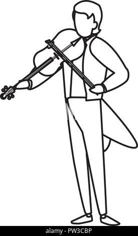 Musicien jouant du violon sur fond blanc, vector illustration Illustration de Vecteur