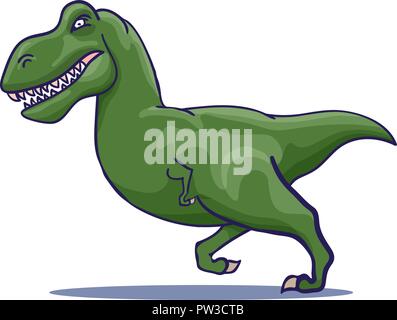 Hand Drawn Cartoon Tyrannosaure d'exécution. Vector Illustration de Vecteur