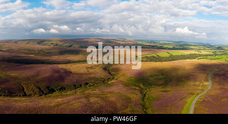 Royaume-uni, Devon, Parc National d'Exmoor, vue aérienne sur les Maures Banque D'Images