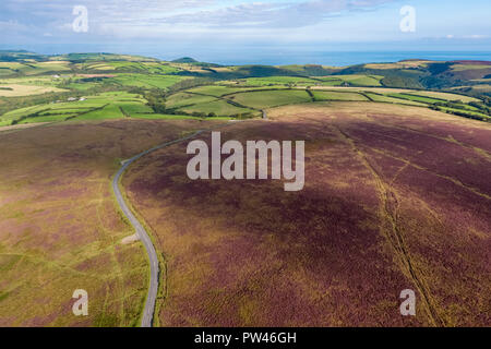 Royaume-uni, Devon, Parc National d'Exmoor, vue aérienne sur les Maures Banque D'Images