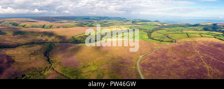 Royaume-uni, Devon, Parc National d'Exmoor, vue aérienne sur les Maures Banque D'Images