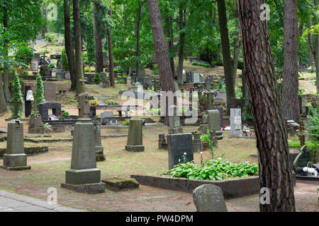 Vilnius cimetière, vue sur le Cimetière Antakalnis bien entretenu à la périphérie de Vilnius, Lituanie. Banque D'Images