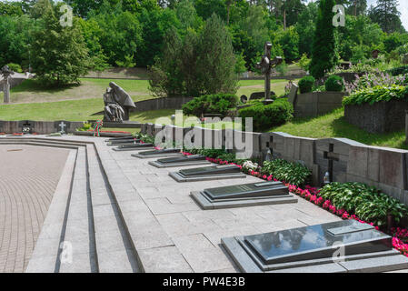 Vilnius cimetière, vue de la région de de cimetière Antakalnis à Vilnius dédié aux soldats pro-indépendantistes tués par les forces spéciales soviétiques en 1991. Banque D'Images