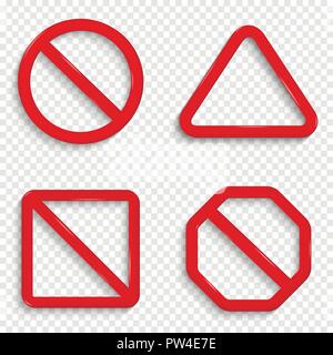 Pas de signes. Interdit panneaux rouges isolé sur fond transparent. Illustration de Vecteur