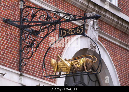 L'insigne de sauterelles d'Or 16ème siècle Marchand, Thomas Gresham, Lombard Street, Londres Banque D'Images