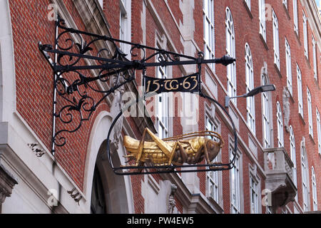 L'insigne de sauterelles d'Or 16ème siècle Marchand, Thomas Gresham, Lombard Street, Londres Banque D'Images