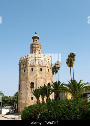 La Torre del Oro (tour d'Or), Séville, Andalousie, espagne. Banque D'Images
