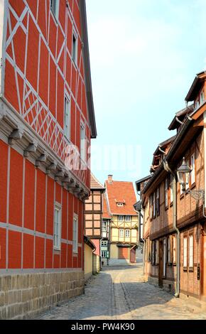 Maisons à colombages historique au centre-ville de Quedlinburg Banque D'Images