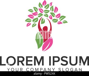 People tree logo design modèle concept healty Illustration de Vecteur