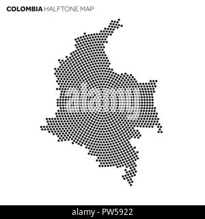 Colombie carte pays fait à partir de modèle de demi-teinte radiale Illustration de Vecteur