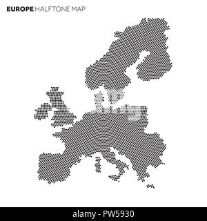 Carte d'Europe fait à partir de modèle de demi-teinte radiale Illustration de Vecteur