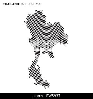 Carte Pays Thaïlande radial fabriqués à partir de modèle de demi-teinte Illustration de Vecteur