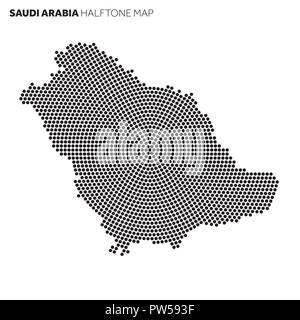 Arabie saoudite carte pays fait à partir de modèle de demi-teinte radiale Illustration de Vecteur