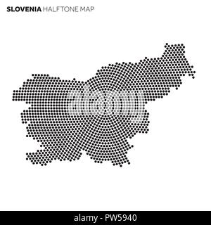 La Slovénie carte pays fait à partir de modèle de demi-teinte radiale Illustration de Vecteur