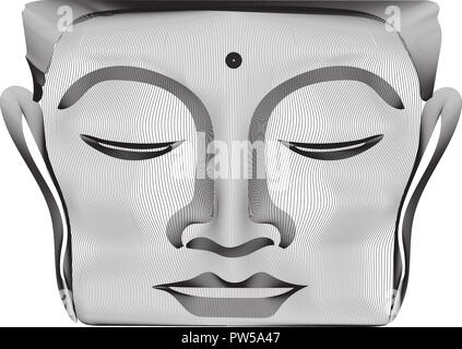 Les lignes 3d abstrait gris face Bouddha Statue Illustration de Vecteur