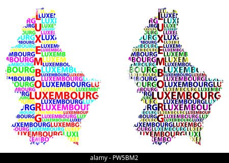 Luxembourg carte croquis texte de lettre, Grand-duché de Luxembourg - sous la forme du continent, la carte Luxembourg - couleur vector illustration Illustration de Vecteur