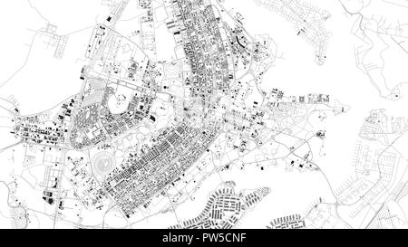 Carte Satellite de Brasilia, Brésil, les rues de la ville. Plan de la ville, centre-ville. L'Amérique du Sud Illustration de Vecteur