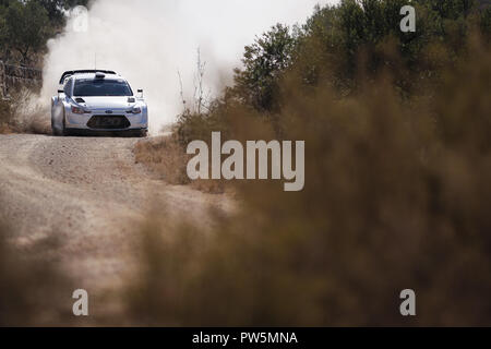 Barcelone, Catalogne, Espagne. 12 octobre, 2018. Thierry Neuville de Hyundai Motorsport vu tester sa voiture avant le RallyRACC Catalogne. Crédit : Eric Alonso/SOPA Images/ZUMA/Alamy Fil Live News Banque D'Images