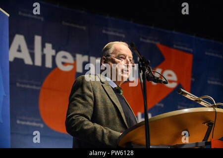 13 octobre 2018, le Brandebourg : Fédéral le Président Alexander Gauland s'exprimant lors de la conférence AfD partie du comité d'état dans le Brandebourg. Photo : Julian Stähle/dpa Banque D'Images