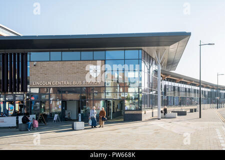 La gare routière centrale de Lincoln, Lincoln, Angleterre, RU Banque D'Images