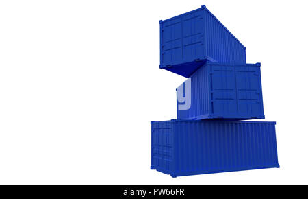 De nombreux conteneurs Port bleu. 3D render Banque D'Images