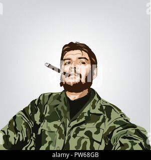 Ernesto 'Che' Guevara(1928 - 1967 ) était un révolutionnaire marxiste. Une grande figure de la révolution cubaine. Image Vecteur de Che Guevara, Illustration de Vecteur