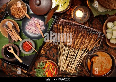 Sate Ayam Blora, la signature poulet satay de Blora regency au centre de Java, Indonésie Banque D'Images