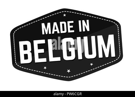 Fabriqué en Belgique l'étiquette ou autocollant sur fond blanc, vector illustration Illustration de Vecteur