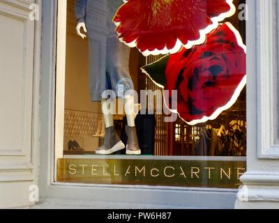 De Stella McCartney fenêtre store sur Greene Street, Soho, New York, NY, USA. Banque D'Images