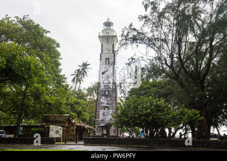 Phare de James Cook's Landing Site, Peninsula Point Vénus, Tahiti Banque D'Images