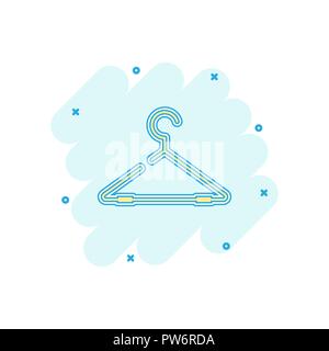 Vector cartoon hanger icône dans le style comique. Armoire hander sign illustration pictogramme. Hanger business concept effet splash. Illustration de Vecteur