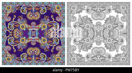 Pages à colorier, colorier livres pour adultes, tapis authentiques desig Illustration de Vecteur