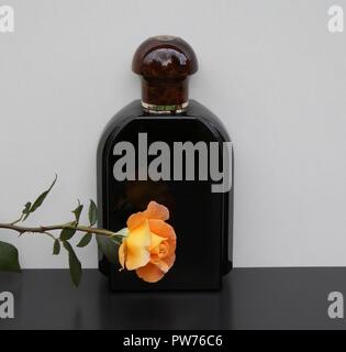 Jaguar for Men, Eau de toilette, un grand flacon de parfum décorée d'une rose anglaise Banque D'Images