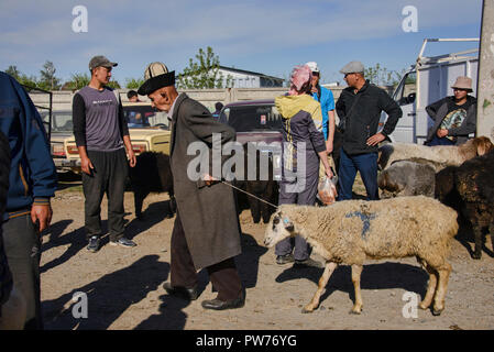 Базары мал Bazar (MAL)/ animal bazar marché à Karakol, Kirghizistan Banque D'Images