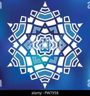 Snowfkake hexagonale mosaïque bleu vector signe sur gradient background Illustration de Vecteur