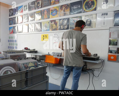 Magasin de vinyls de Berlin Banque D'Images