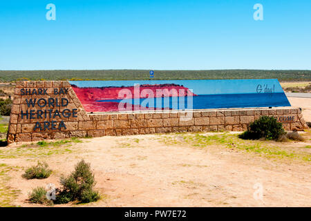 La baie Shark panneau de bienvenue - l'ouest de l'Australie Banque D'Images