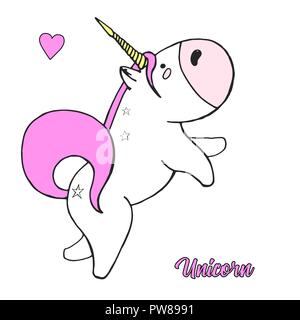 Croquis d'unicorn isolé sur fond blanc. Vector illustration Illustration de Vecteur