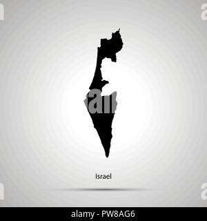 Israël carte pays, simple silhouette noir sur gris Illustration de Vecteur